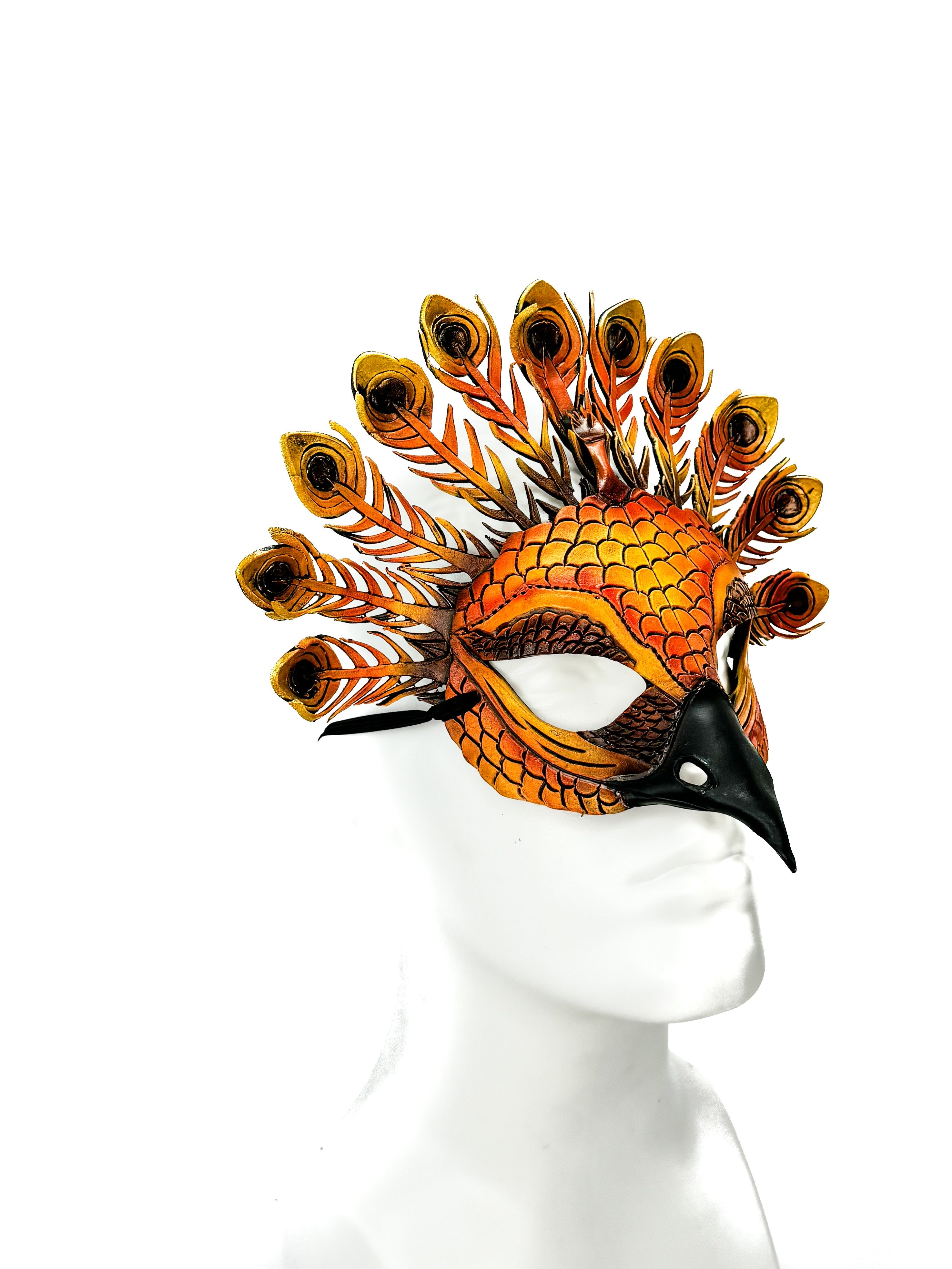 Sienna Peacock Handmade Genuine Leather Mask