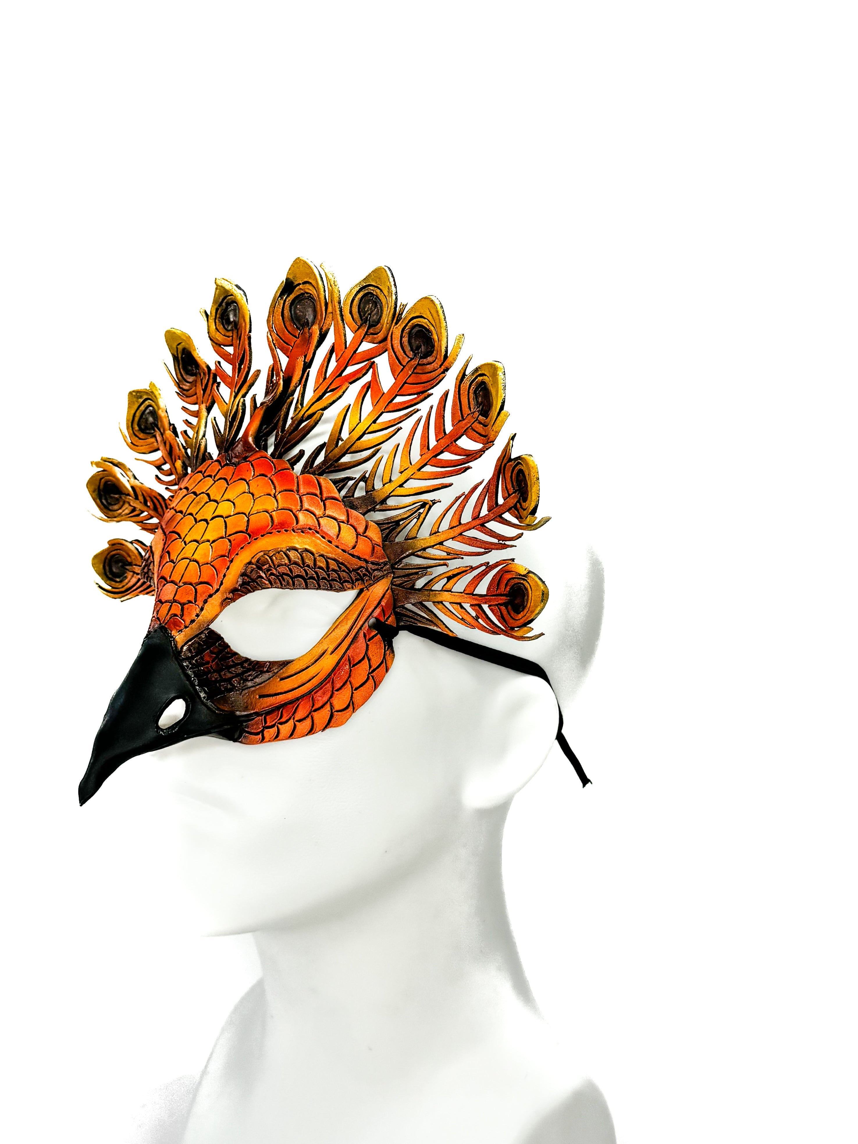 Sienna Peacock Handmade Genuine Leather Mask