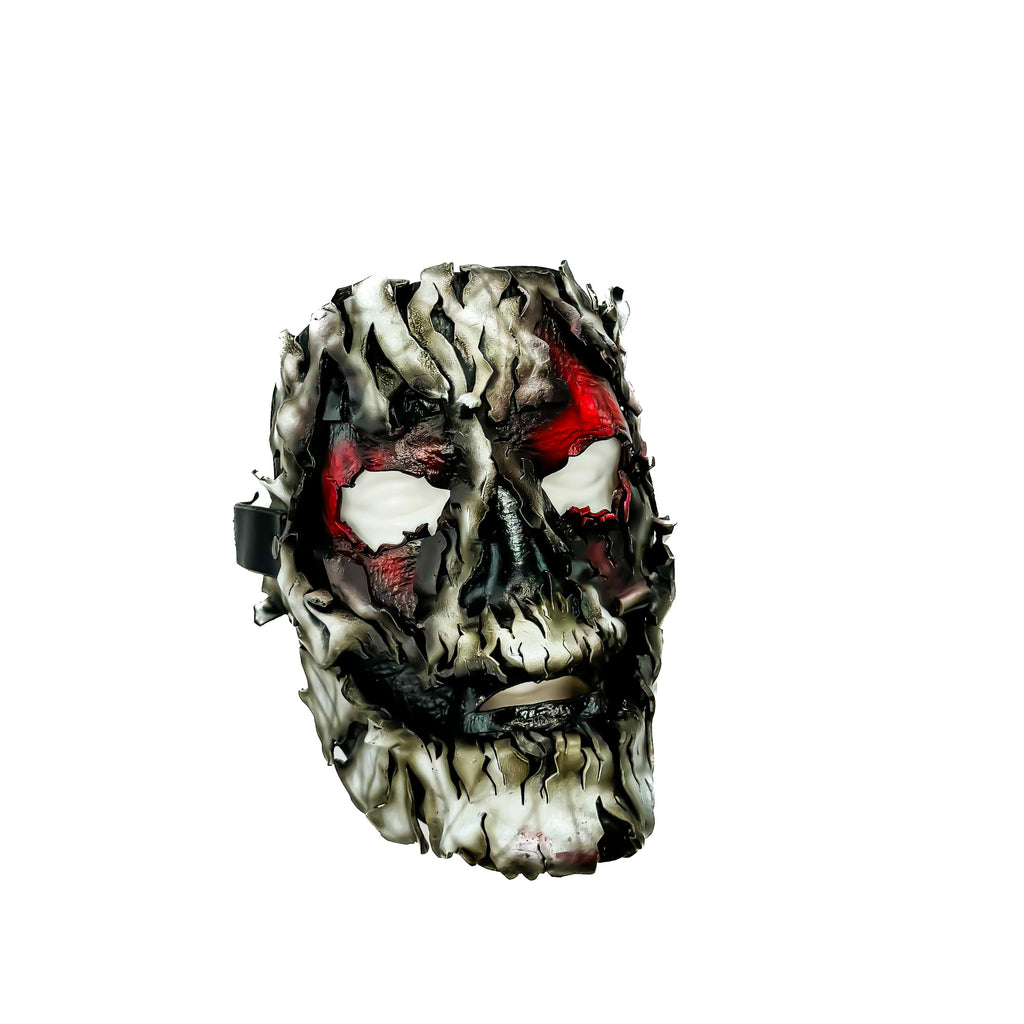 Genuine Leather Mask - Shattered Clown - Thick Straps w Velcro Included - Wide Mouth Edition