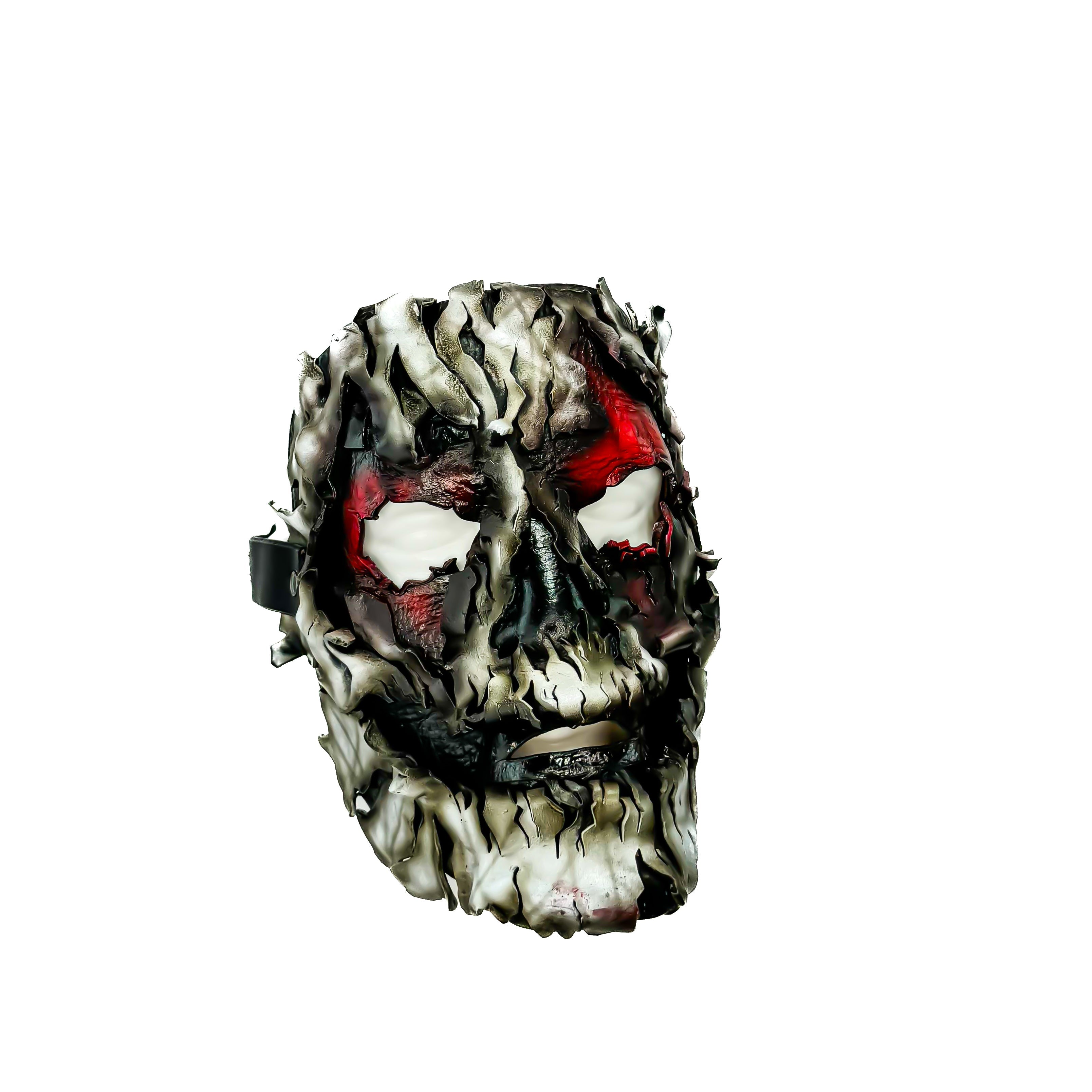 Genuine Leather Mask - Shattered Clown - Thick Straps w Velcro Included - Wide Mouth Edition