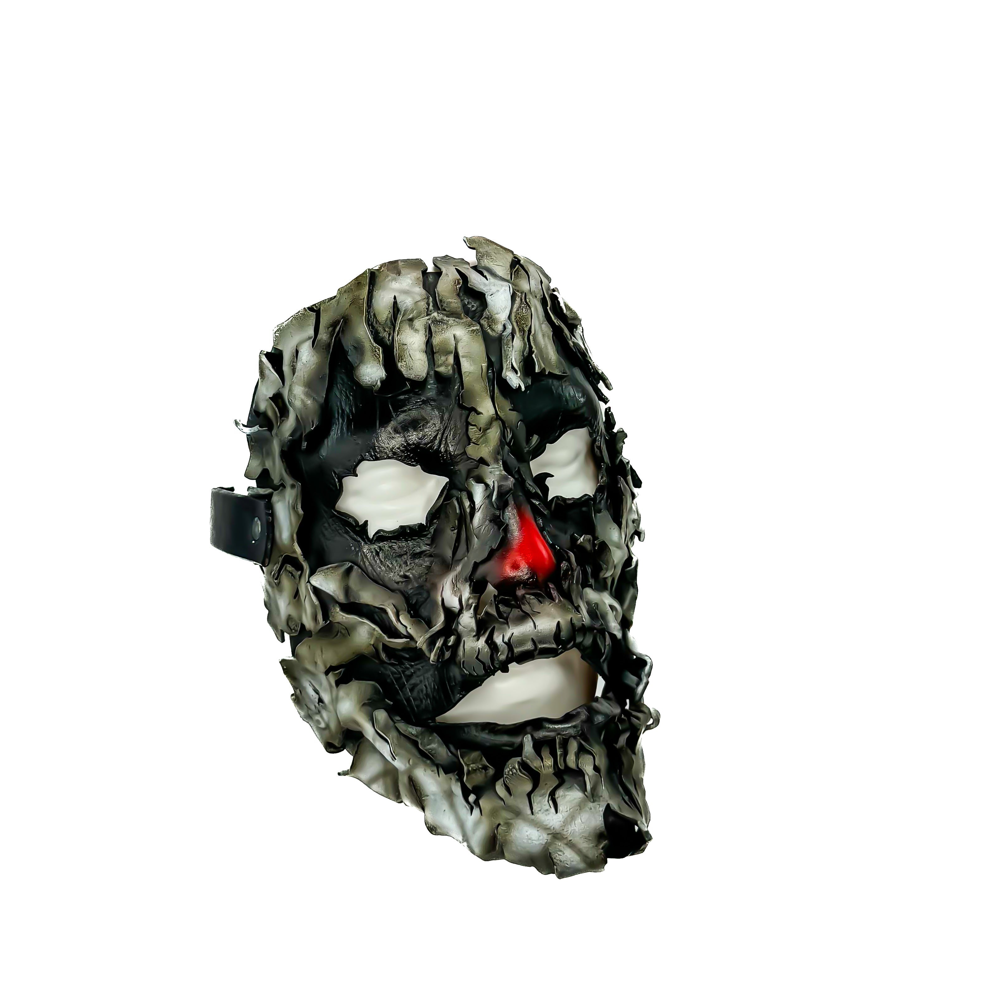Genuine Leather Mask - Shattered Clown - Thick Straps w Velcro Included - Wide Mouth Edition