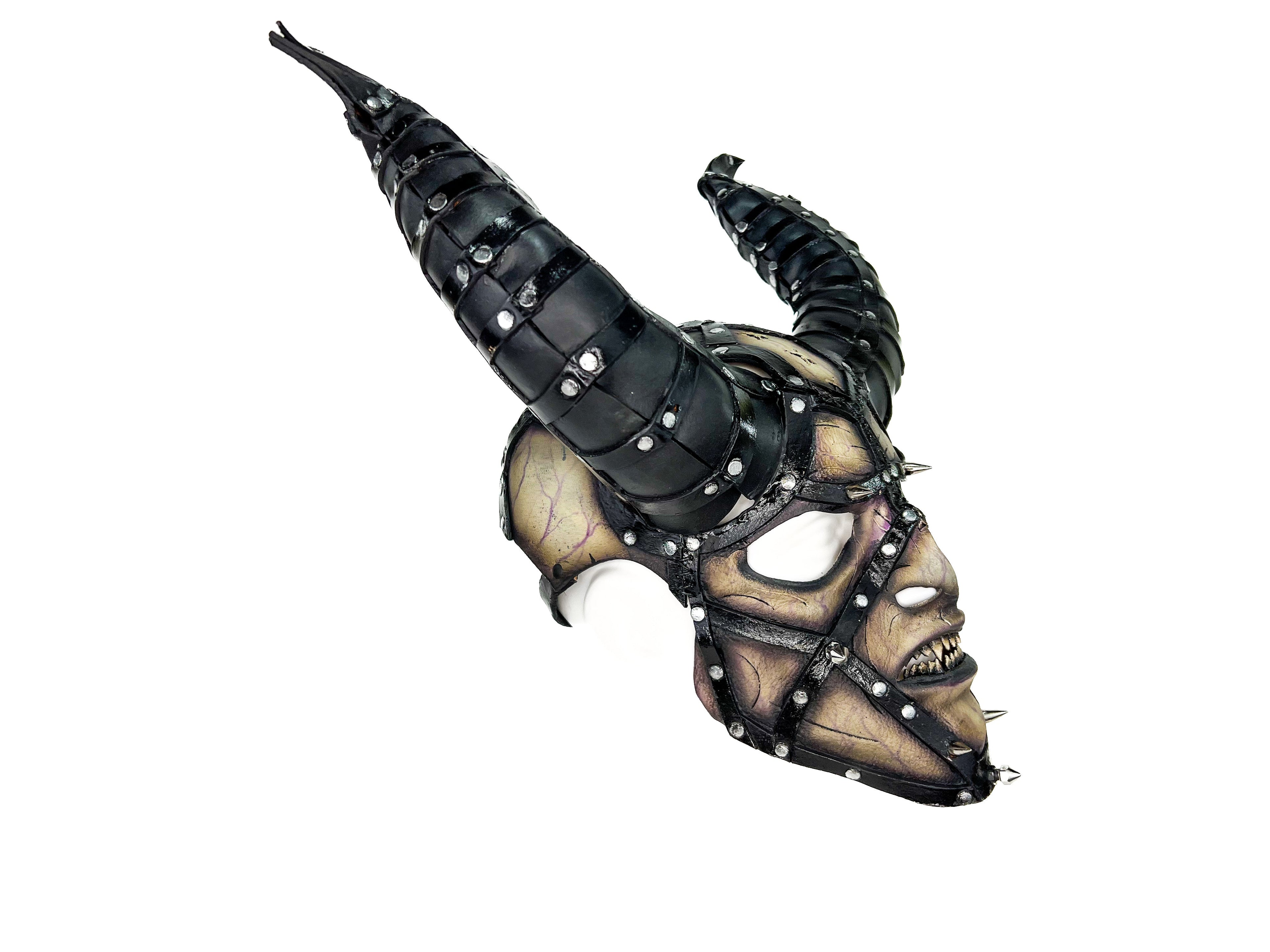 Evil Being - Handmade Genuine Horned Leather Devil/Demon/Satan Horned Mask