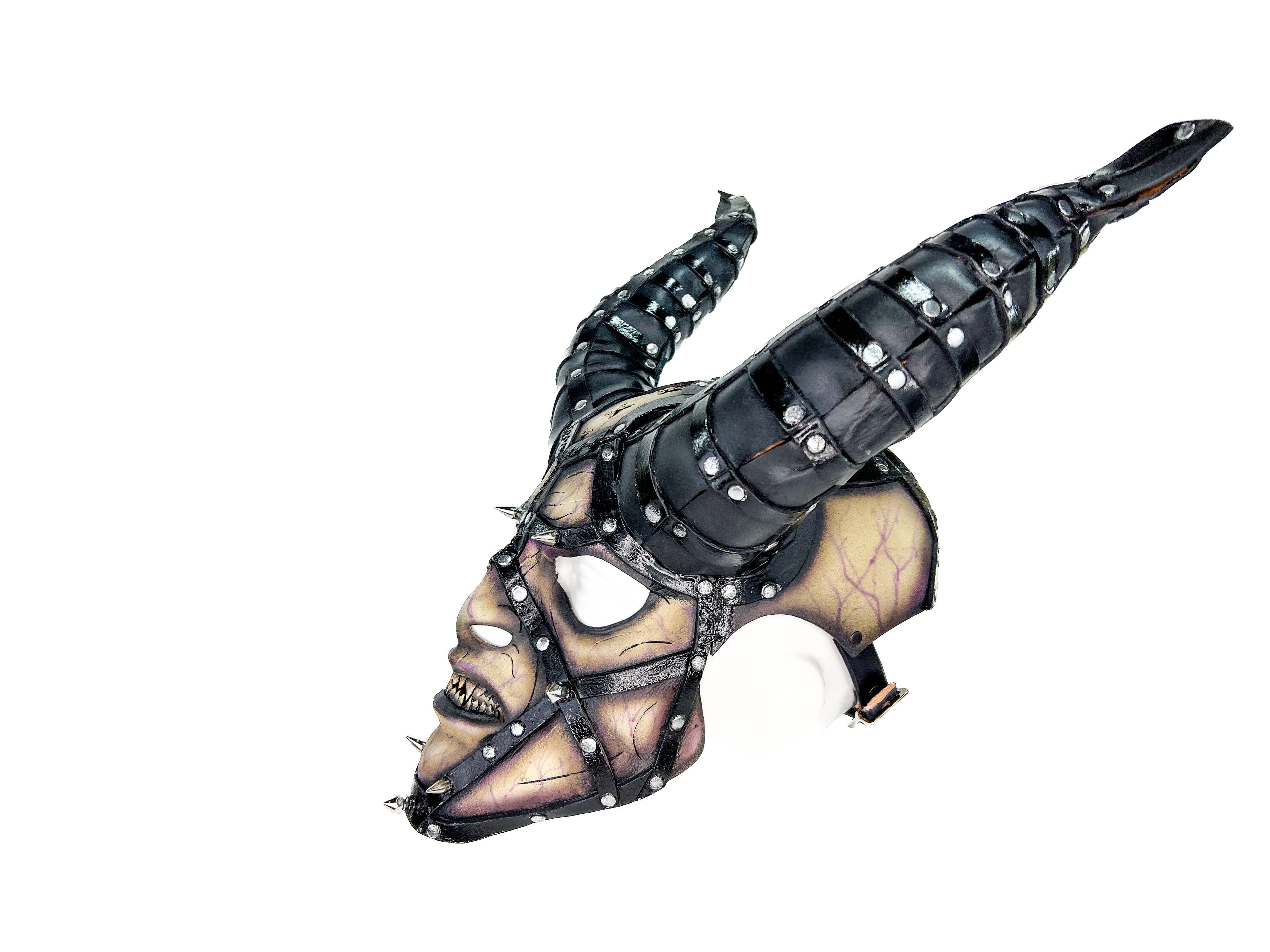 Evil Being - Handmade Genuine Horned Leather Devil/Demon/Satan Horned Mask