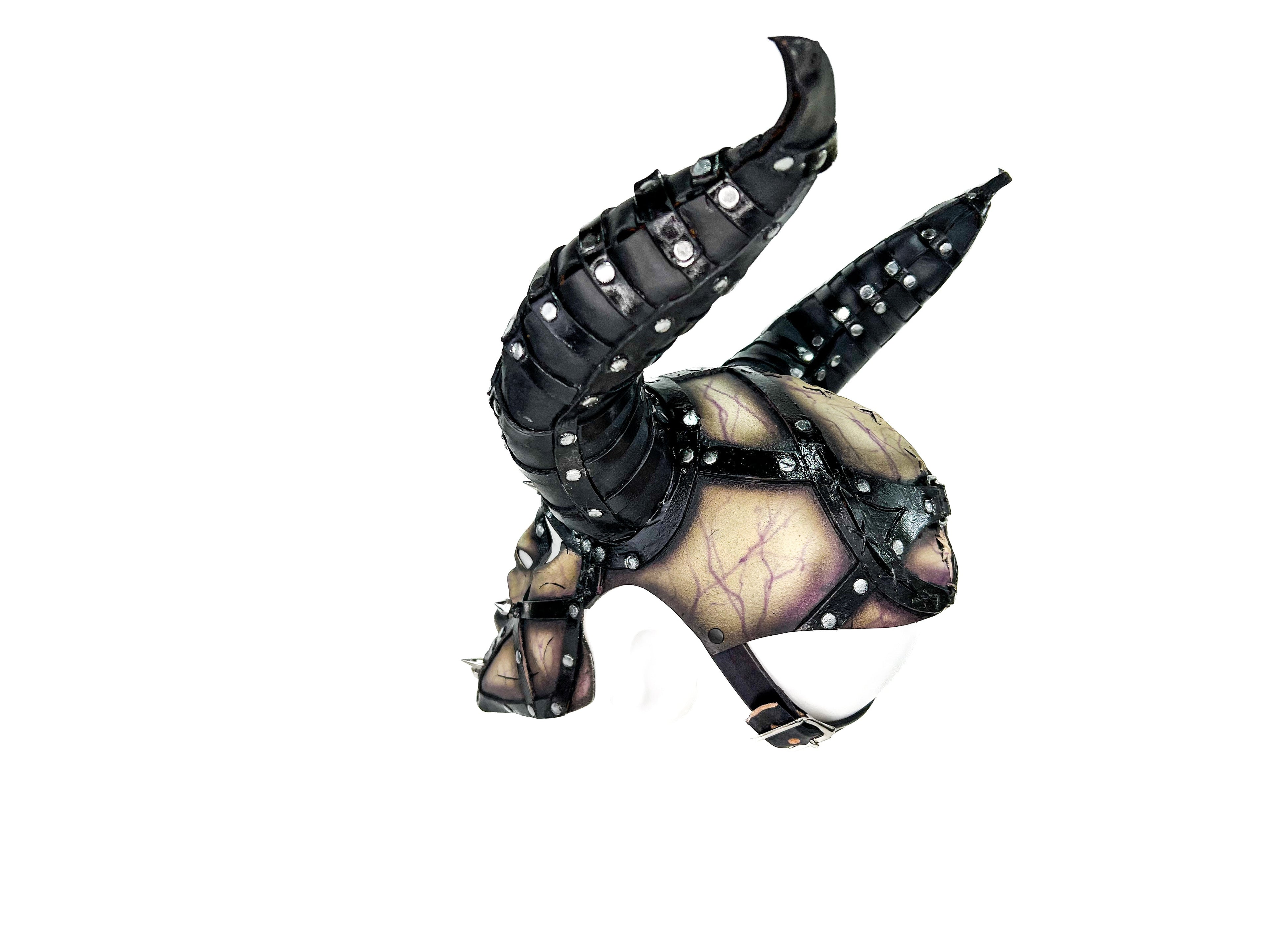 Evil Being - Handmade Genuine Horned Leather Devil/Demon/Satan Horned Mask