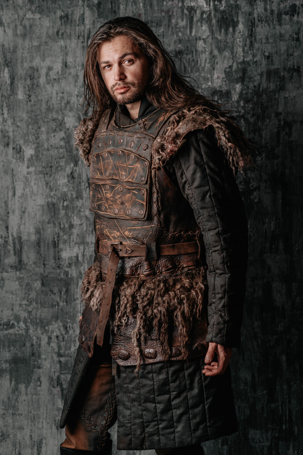 Viking larp armor with bass accents