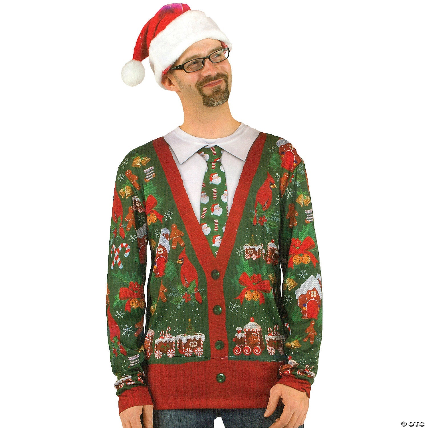 Adult Ugly Christmas Cardigan T-Shirt - 2X Large