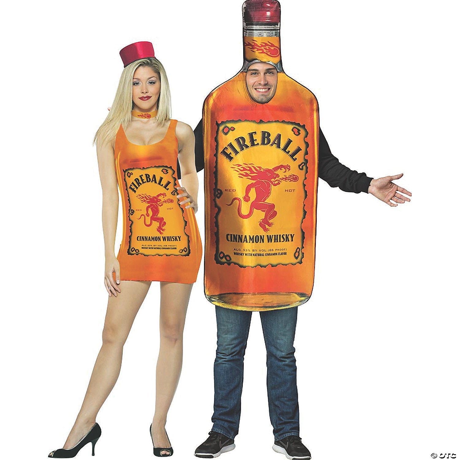Adult Fireball Tank Dress & Bottle Couples Costume