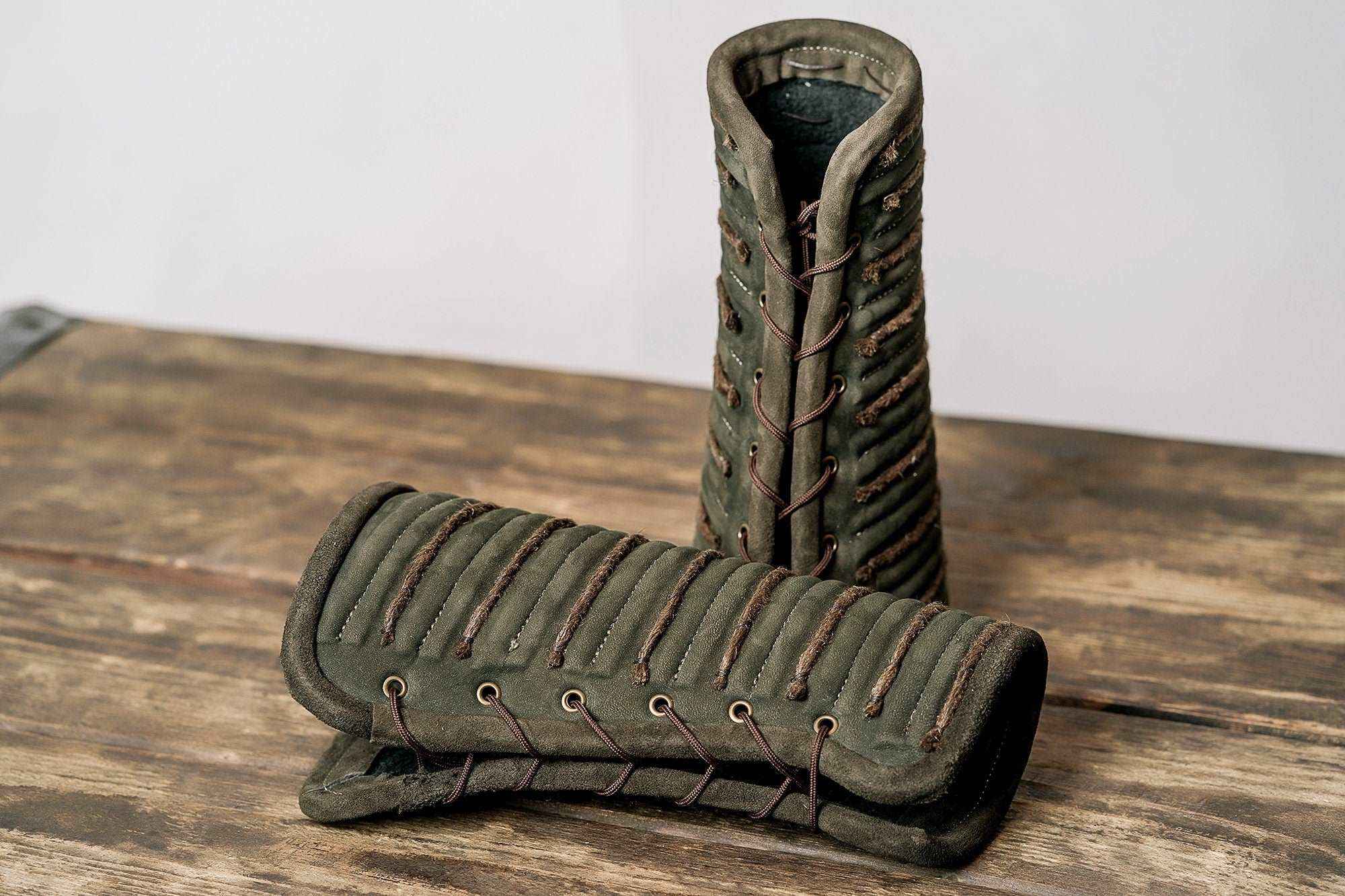 Green leather bracers