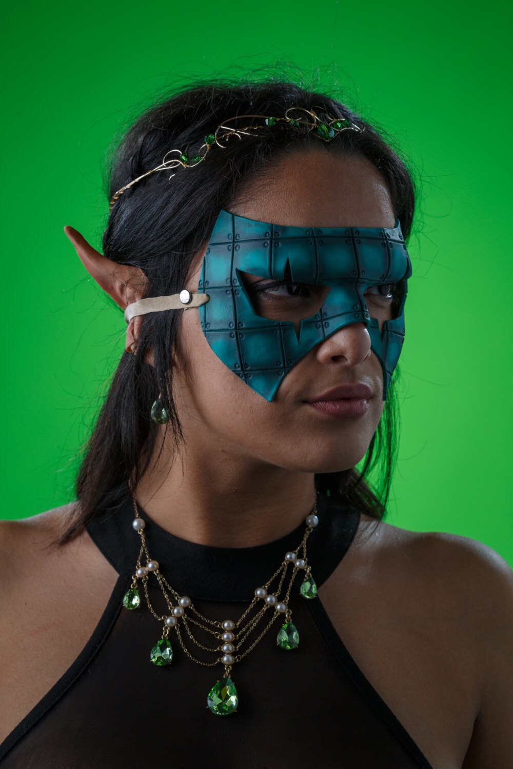 Handmade Genuine Leather Mask in Blue