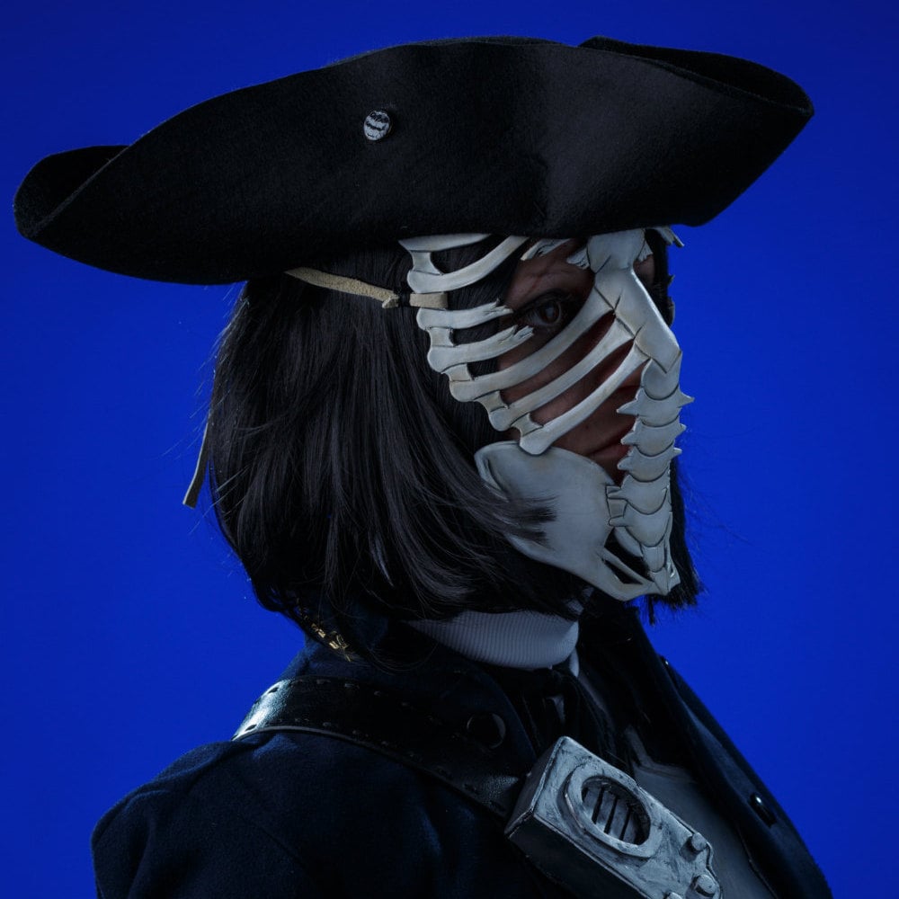 Skeleton Handmade Genuine Leather Mask in White