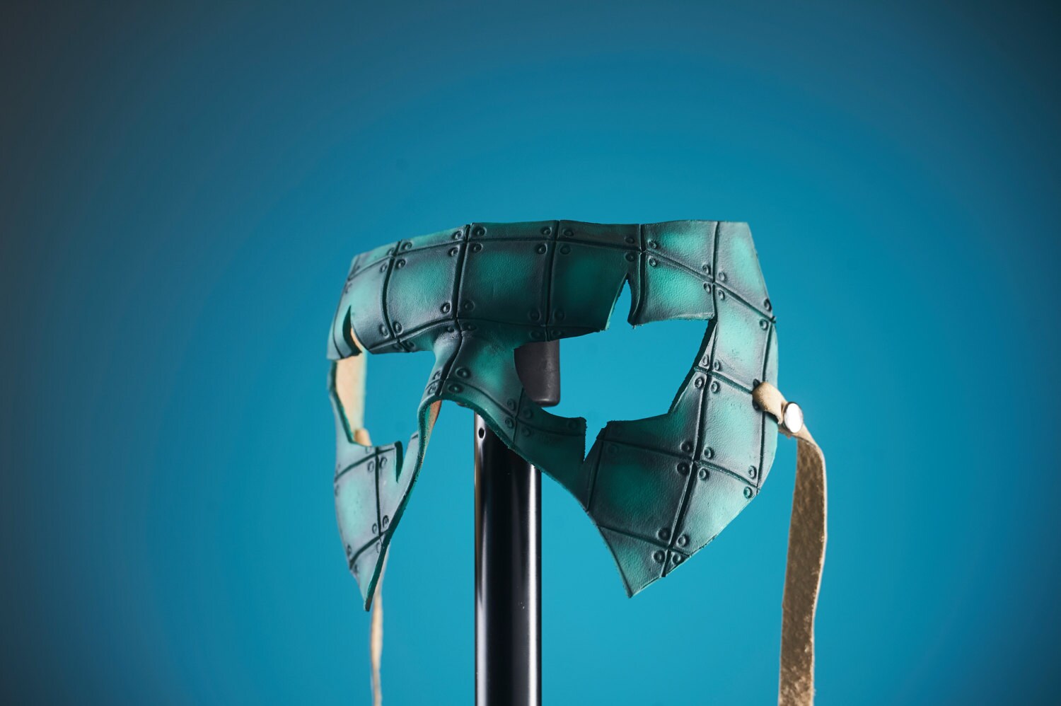 Handmade Genuine Leather Mask in Blue