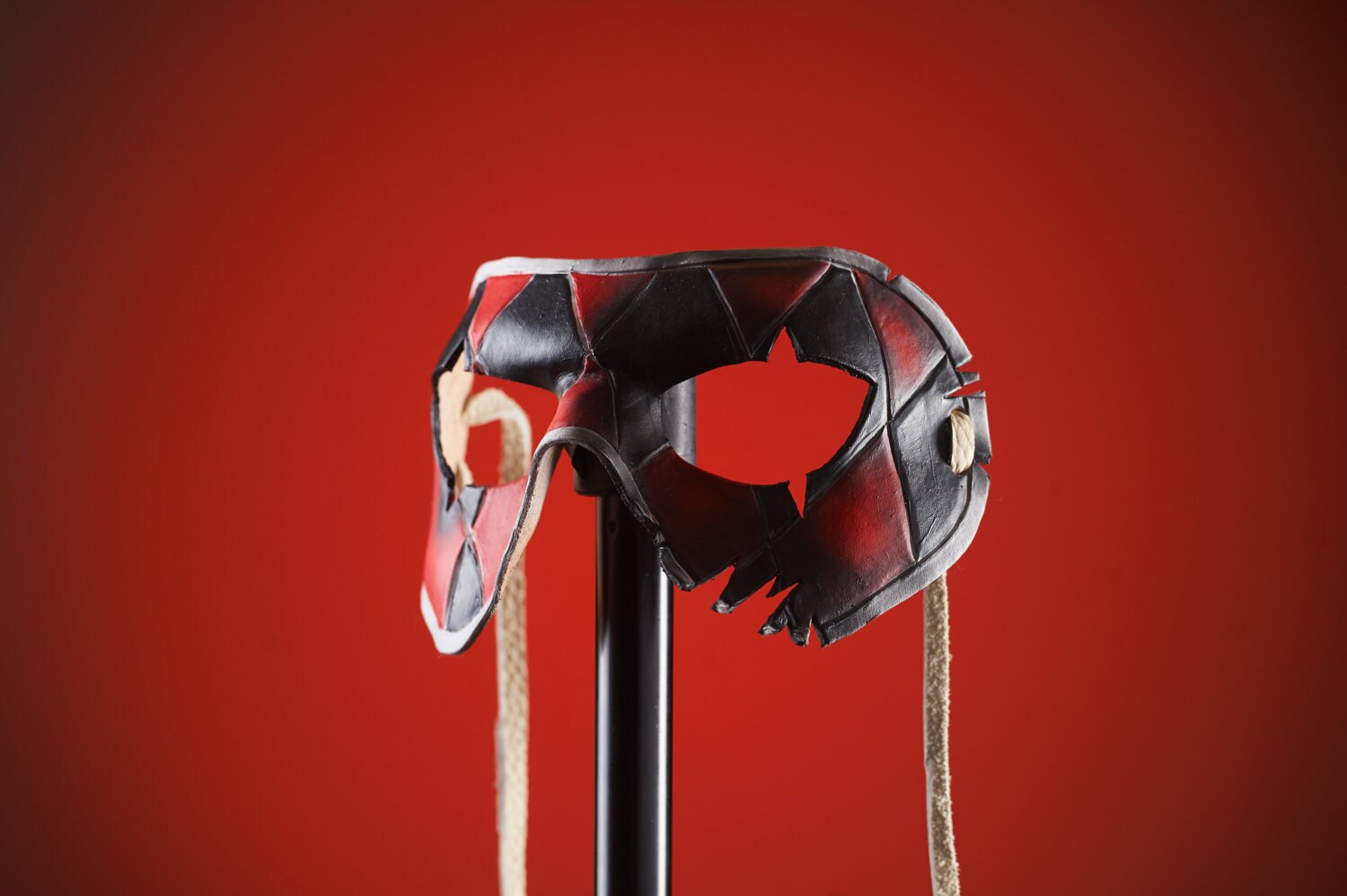 Two Face Harlequin Handmade Genuine Leather Mask in Red