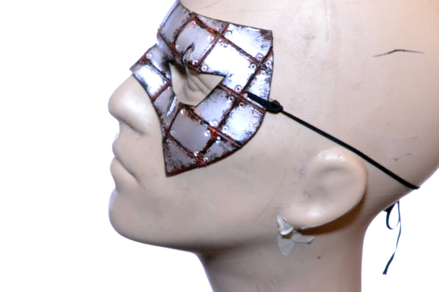 Handmade Genuine Leather Mask in Rusted Steel Pattern