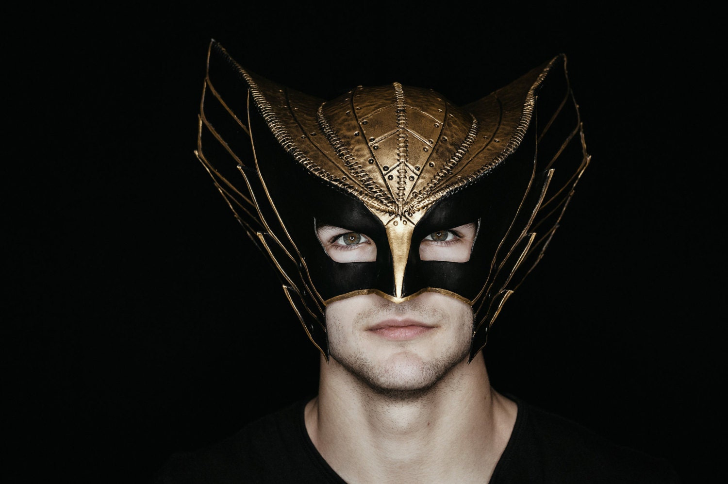 Winged Helmet Genuine Leather Mask