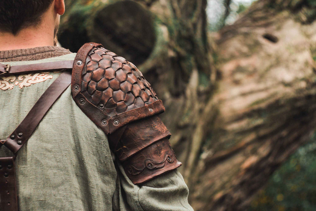 Viking leather shoulder armor