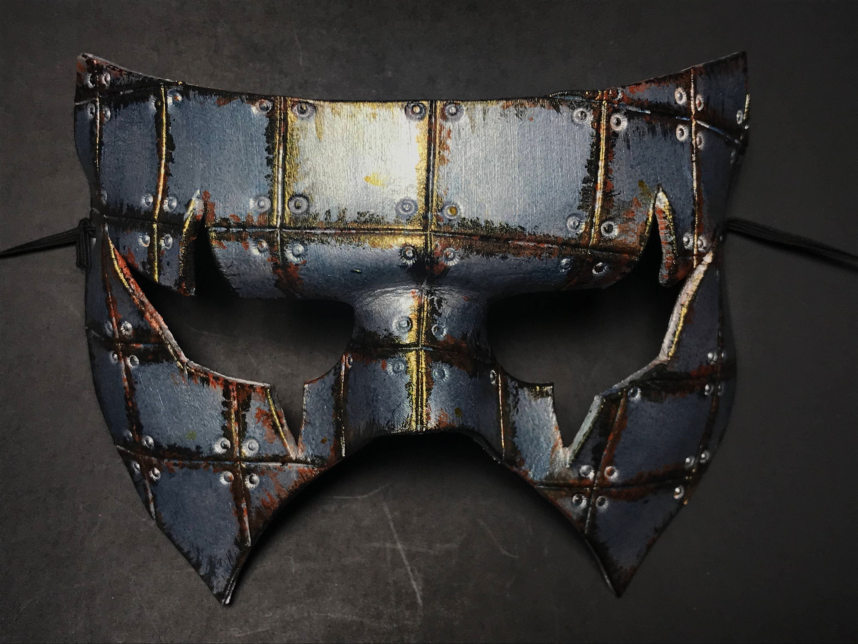 Handmade Genuine Leather Mask in Silver Rust