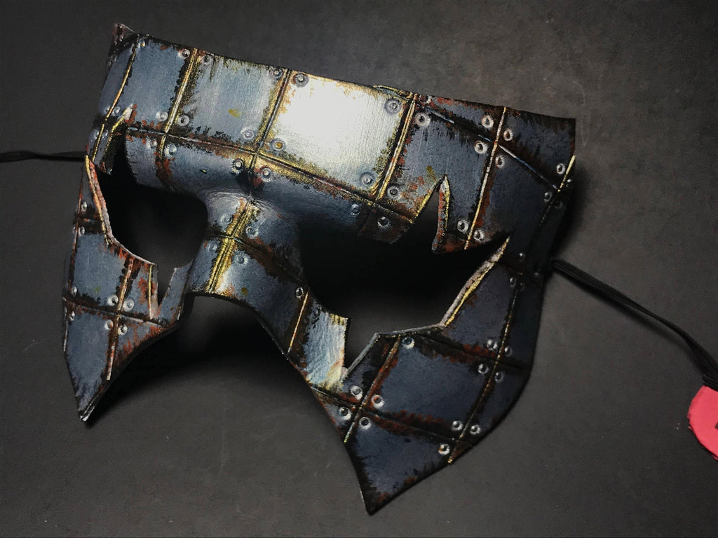 Handmade Genuine Leather Mask in Silver Rust