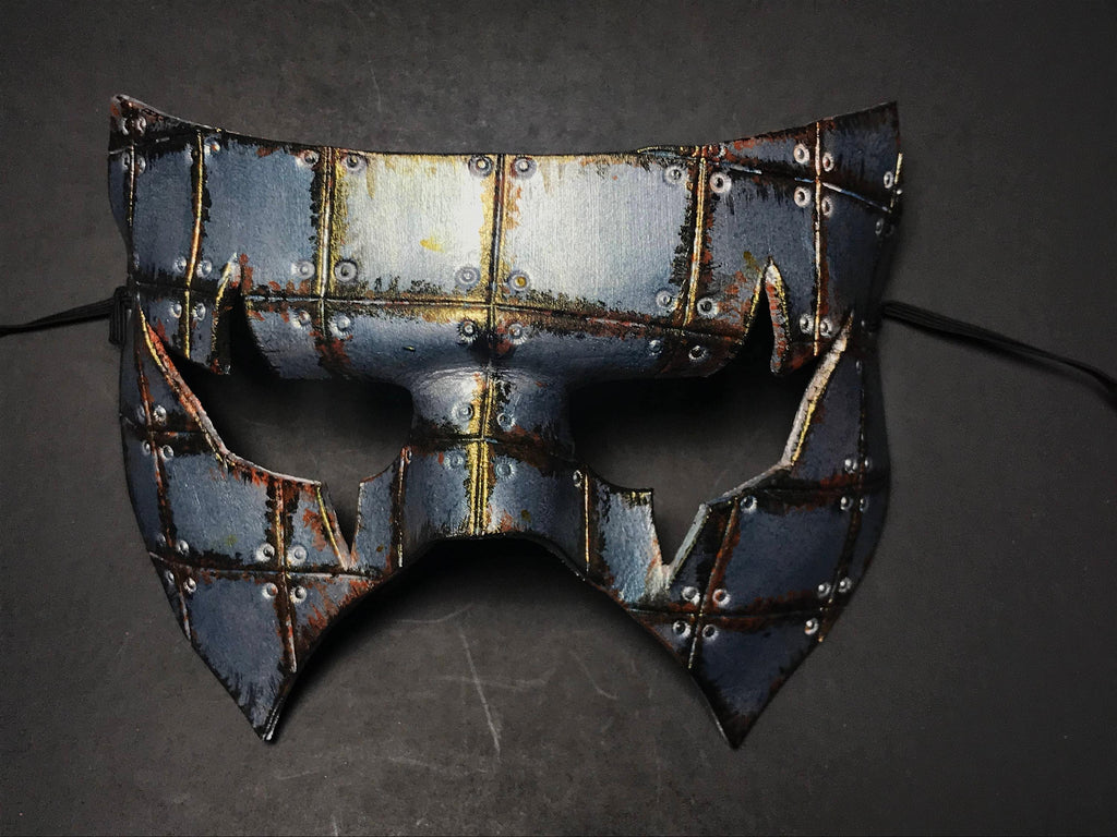 Handmade Genuine Leather Mask in Silver Rust