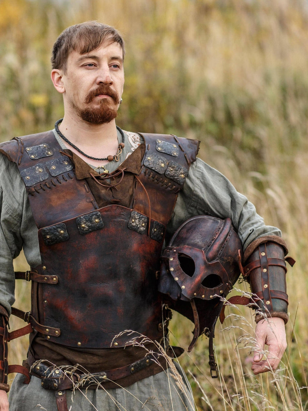 Viking vendel leather helmet