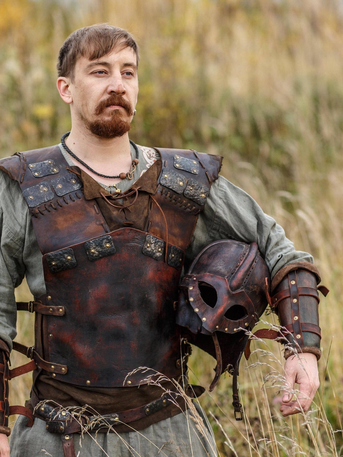 Viking vendel leather helmet