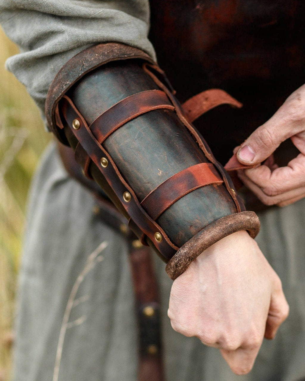 Viking leather bracers