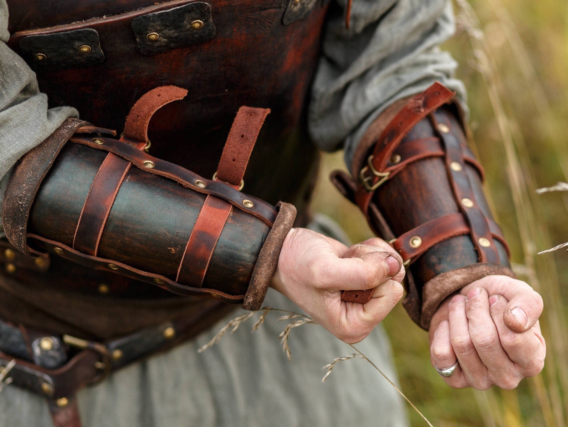 Viking leather bracers