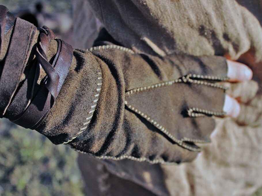 Battler leather gloves for LARP
