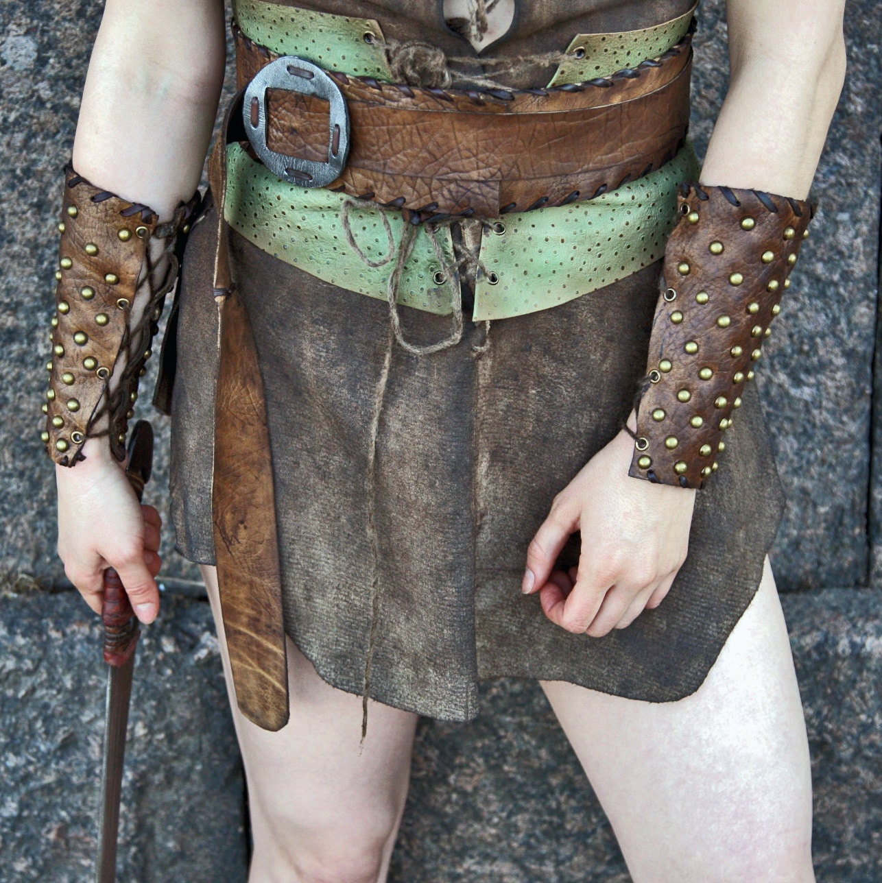 Medieval leather bracers for Larp