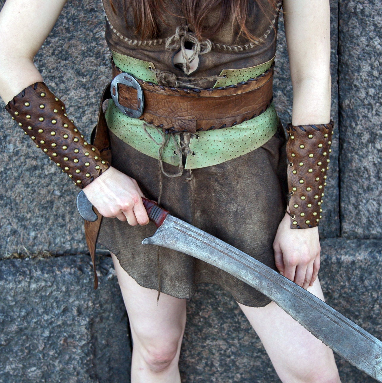 Medieval leather bracers for Larp