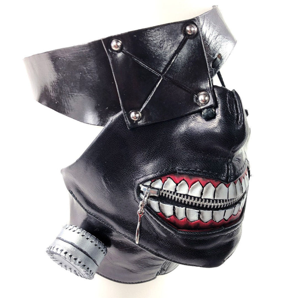 Handcrafted Genuine Leather Zipper Mouth Mask with Elastic Zipper Enclosure