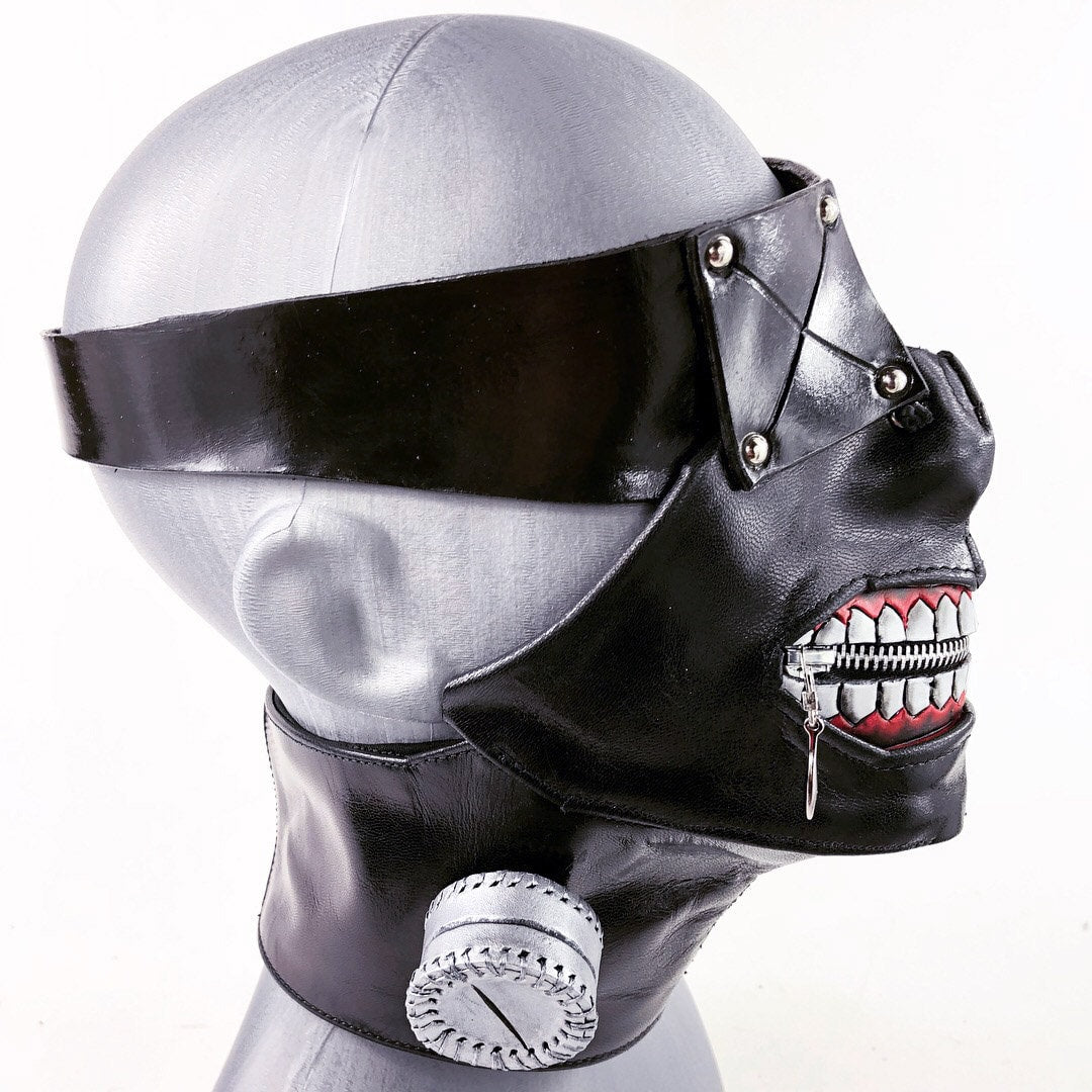 Handcrafted Genuine Leather Zipper Mouth Mask with Elastic Zipper Enclosure