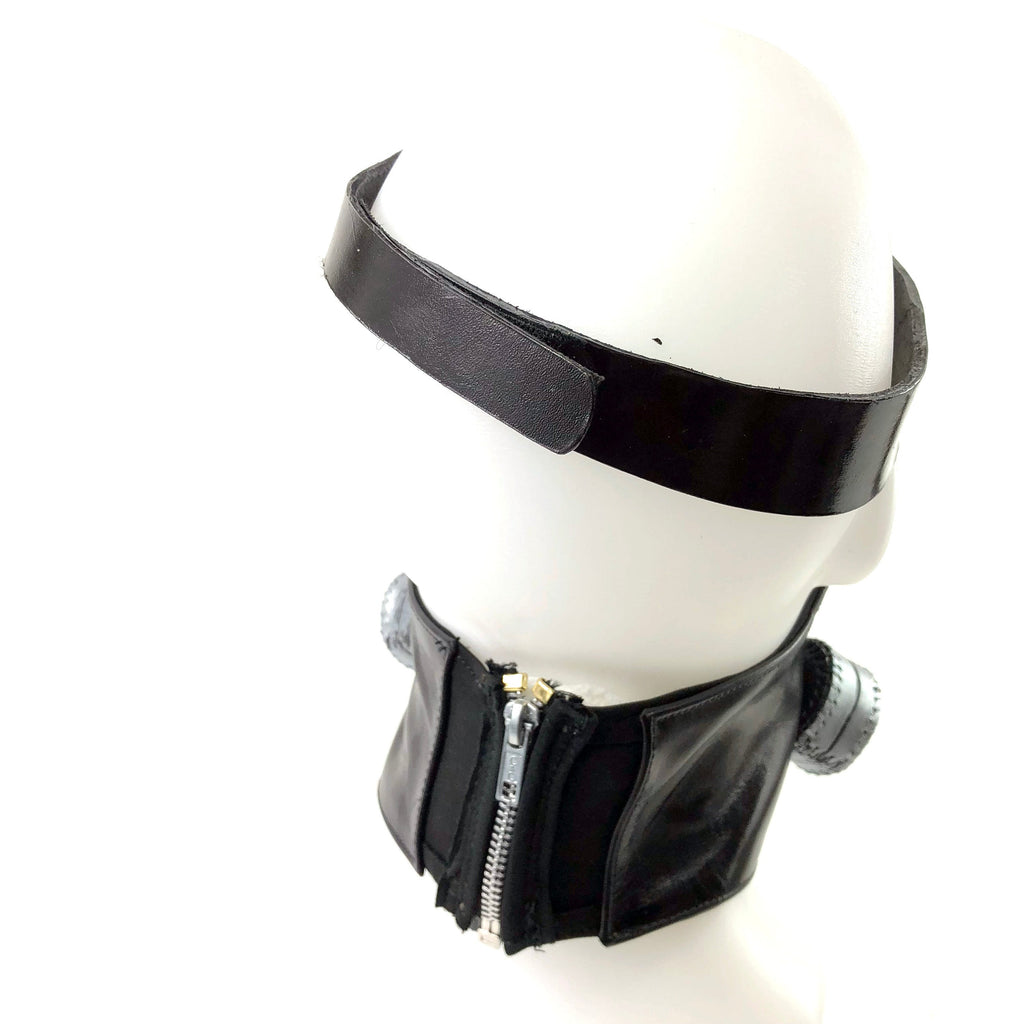 Handcrafted Genuine Leather Zipper Mouth Mask with Elastic Zipper Enclosure