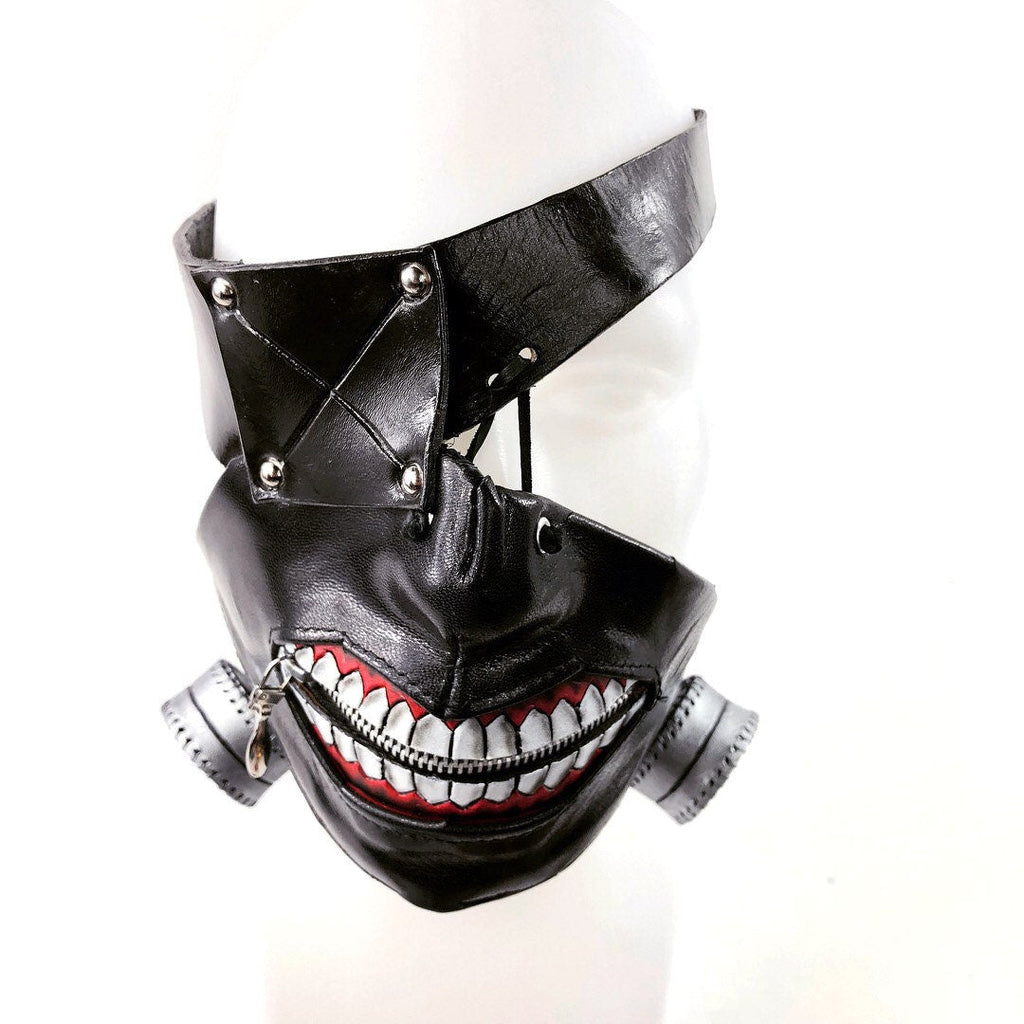 Handcrafted Genuine Leather Zipper Mouth Mask with Elastic Zipper Enclosure