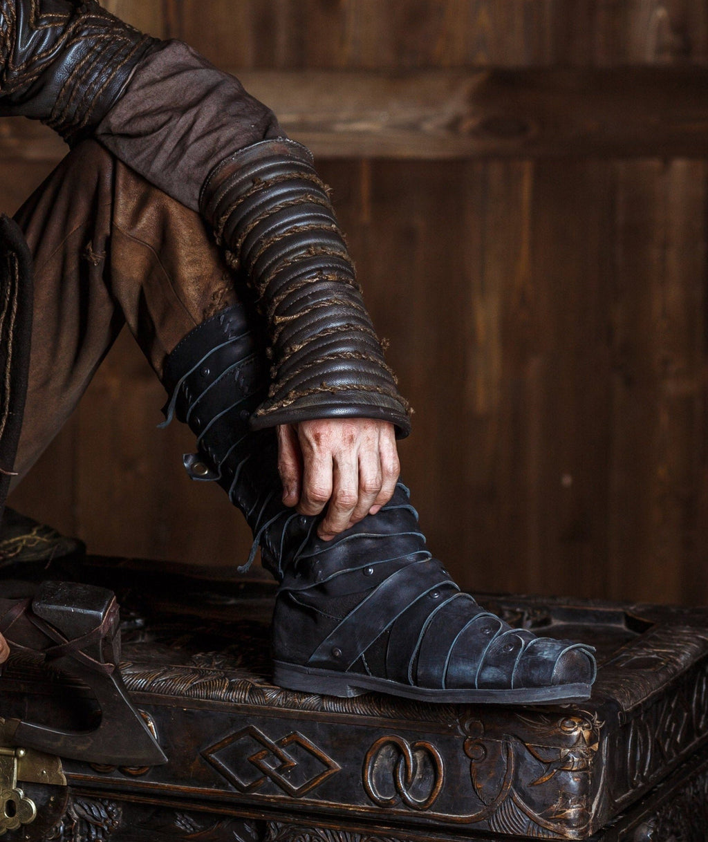Ragnar black leather boots (Vikings)