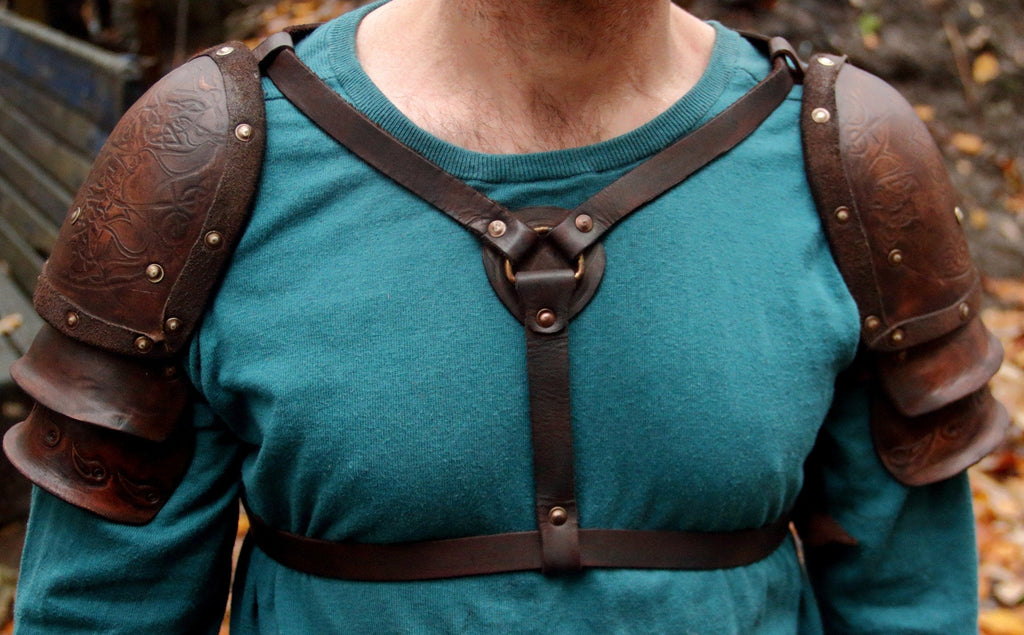 Viking shoulder armor embossed