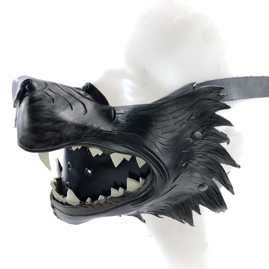 Black Wolf Handmade Genuine Leather Riding Mouth Mask