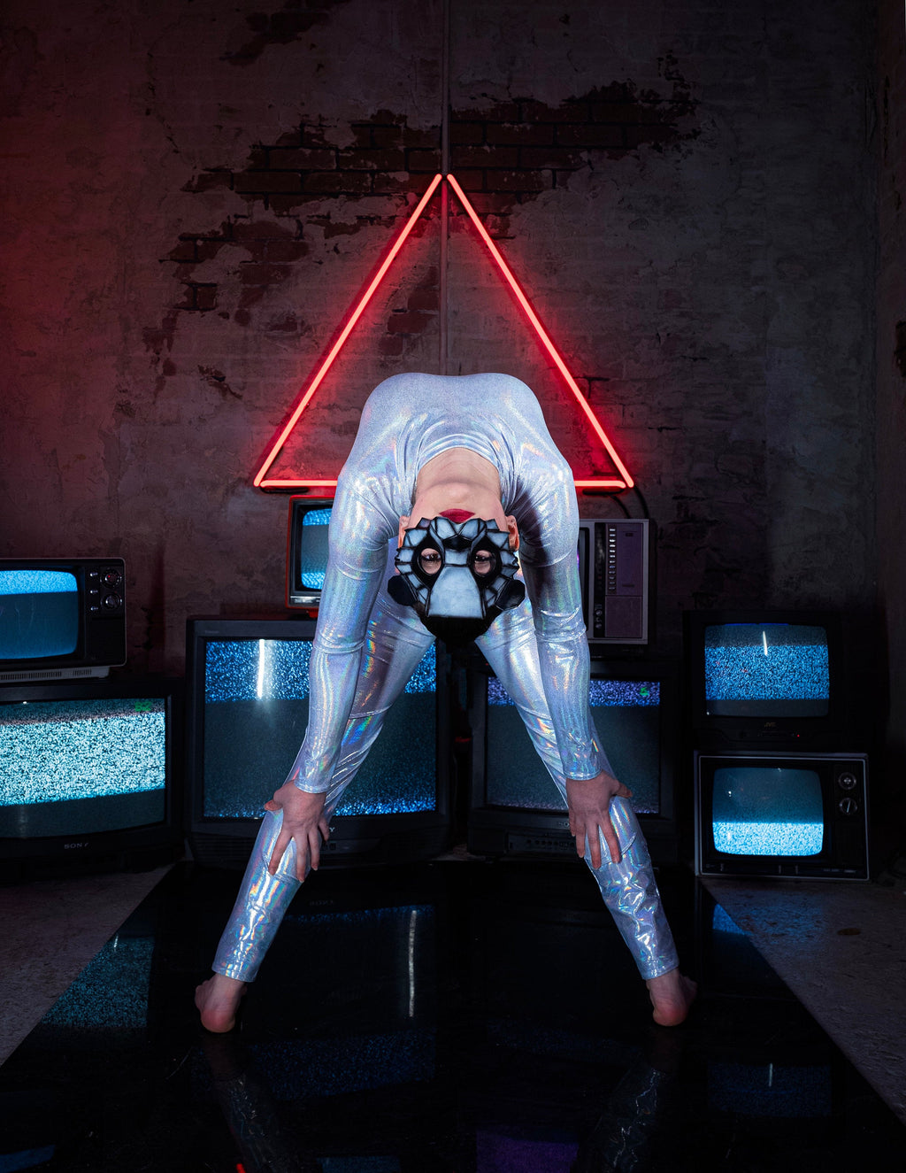 Geometric Panda Bear Leather Mask