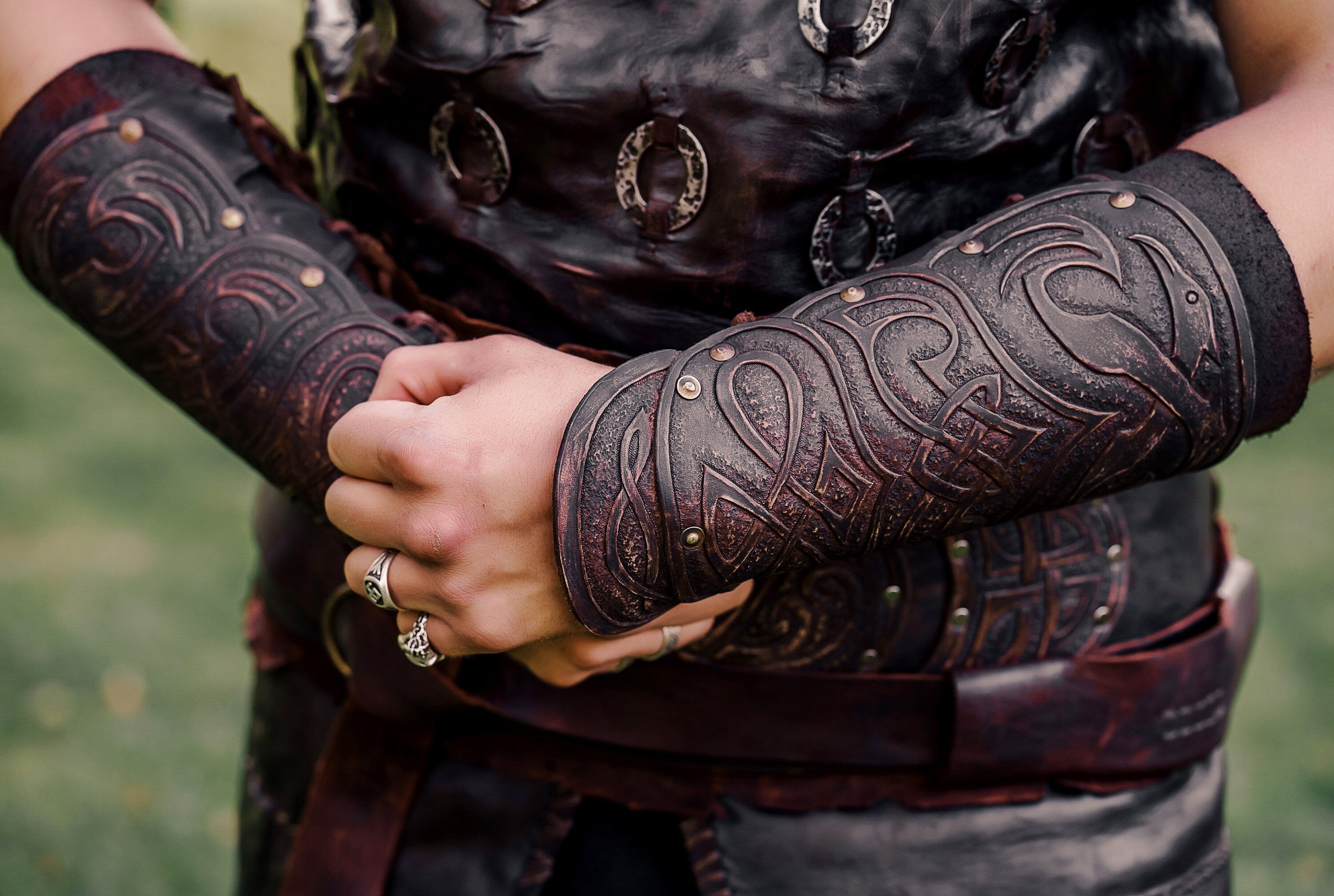 Medieval leather bracers for Larp