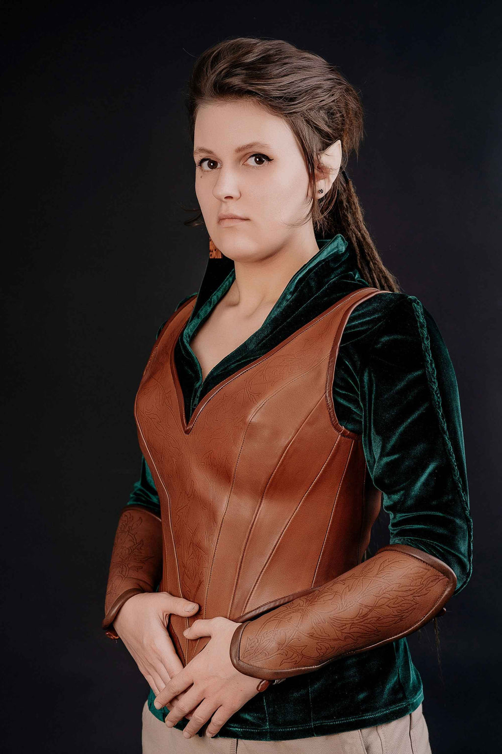 Tauriel corset; The Hobbit elven LARP leather vest;