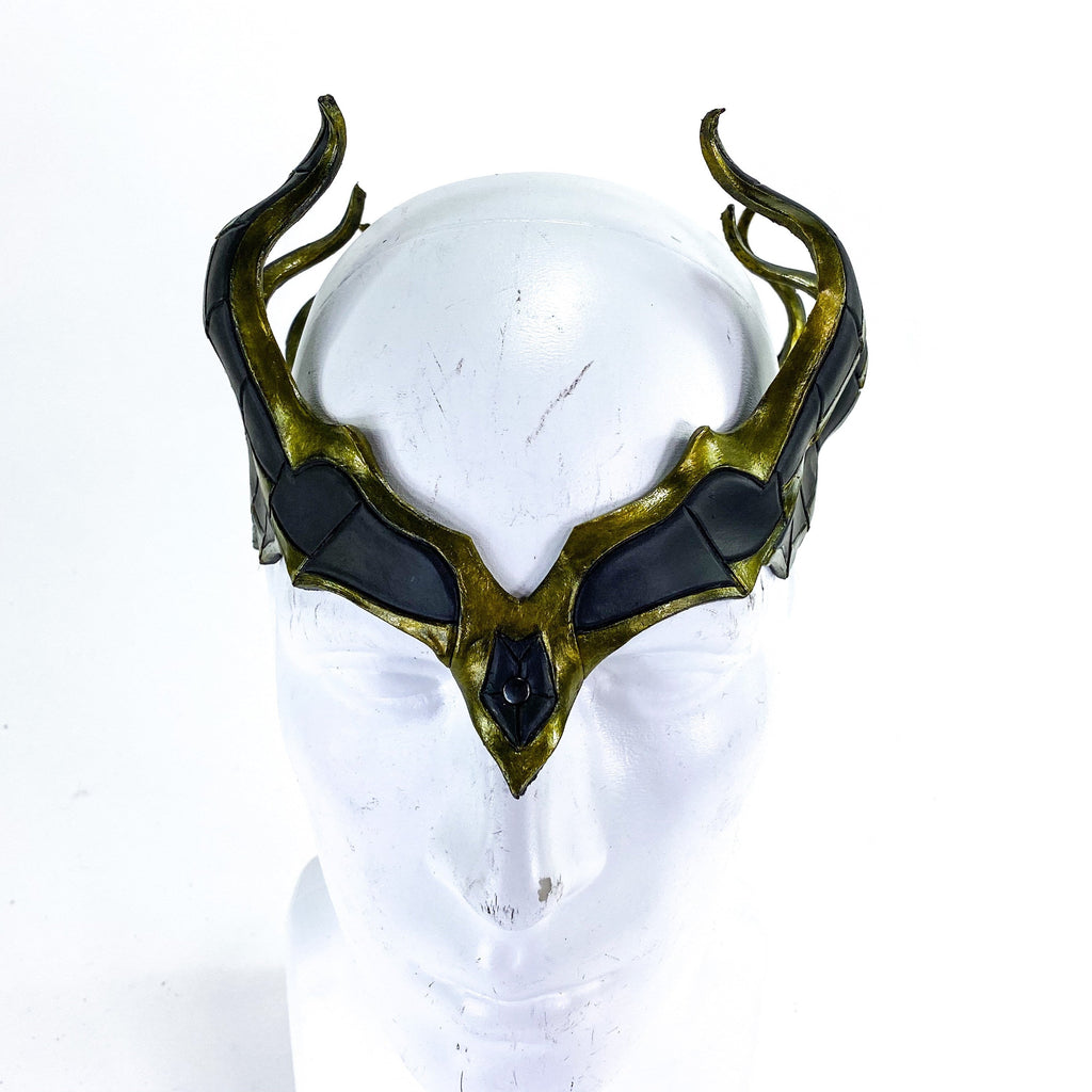 Masquerade Crown of Handmade Genuine Leather in  Green and Black