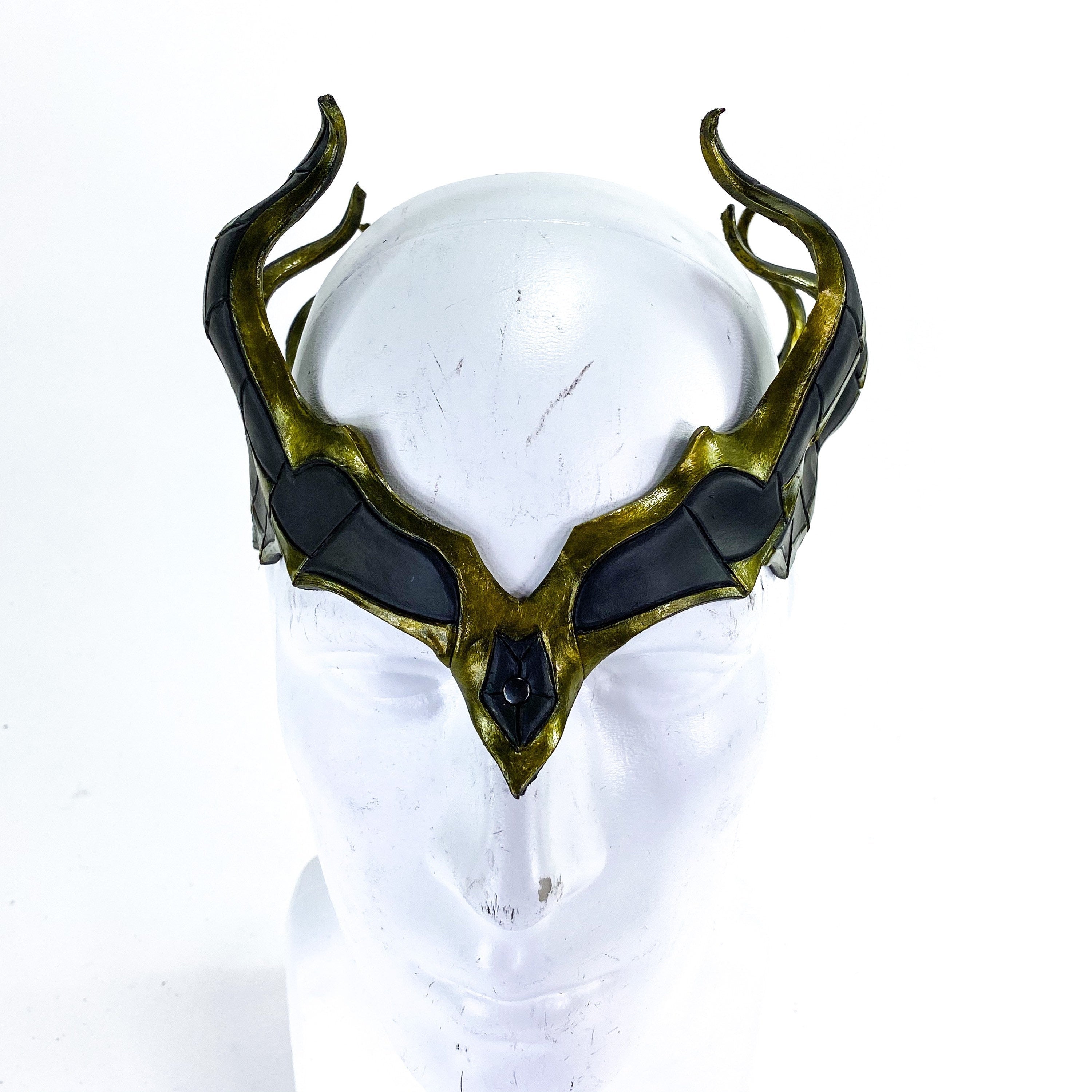 Masquerade Crown of Handmade Genuine Leather in  Green and Black