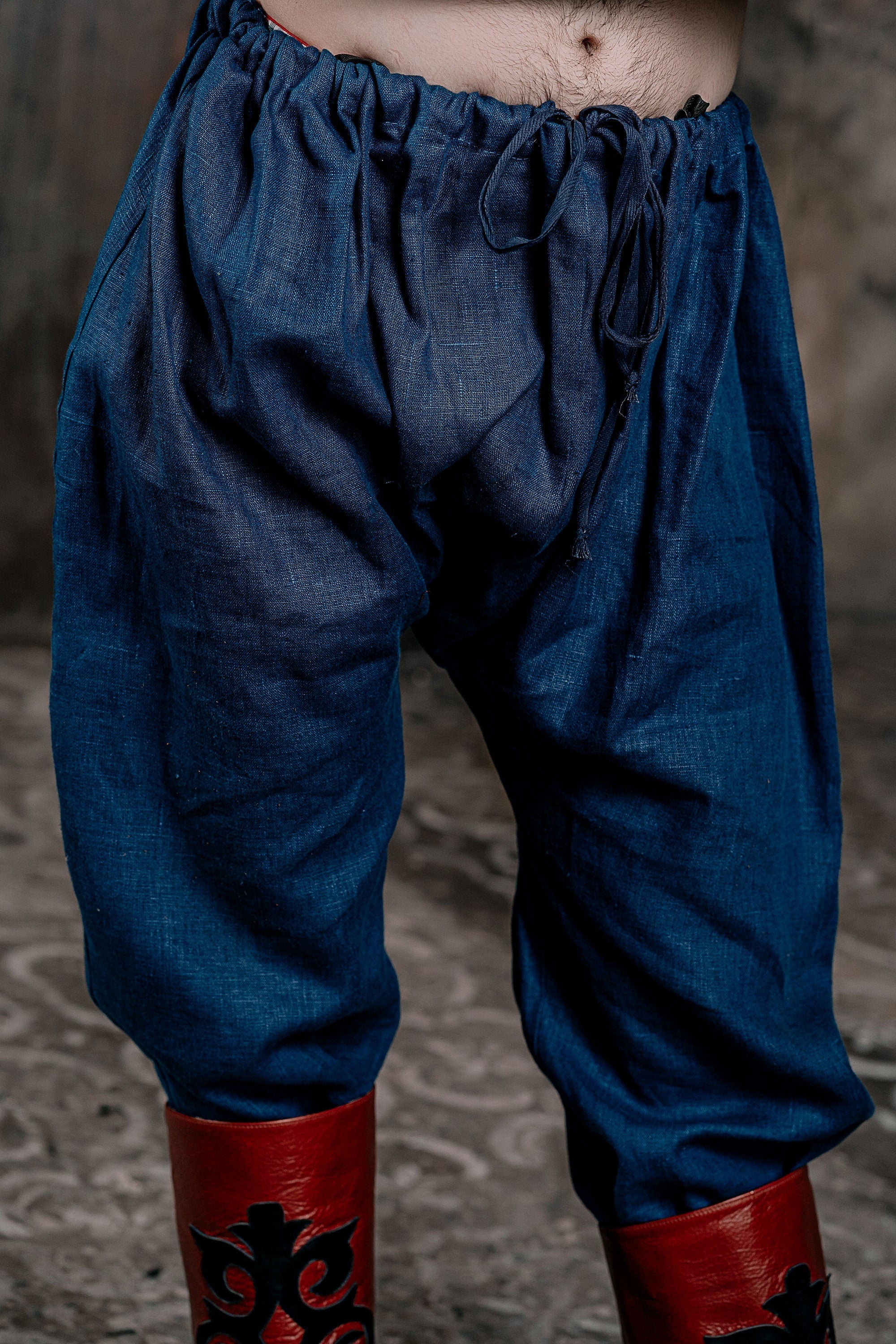 Men's blue linen pants