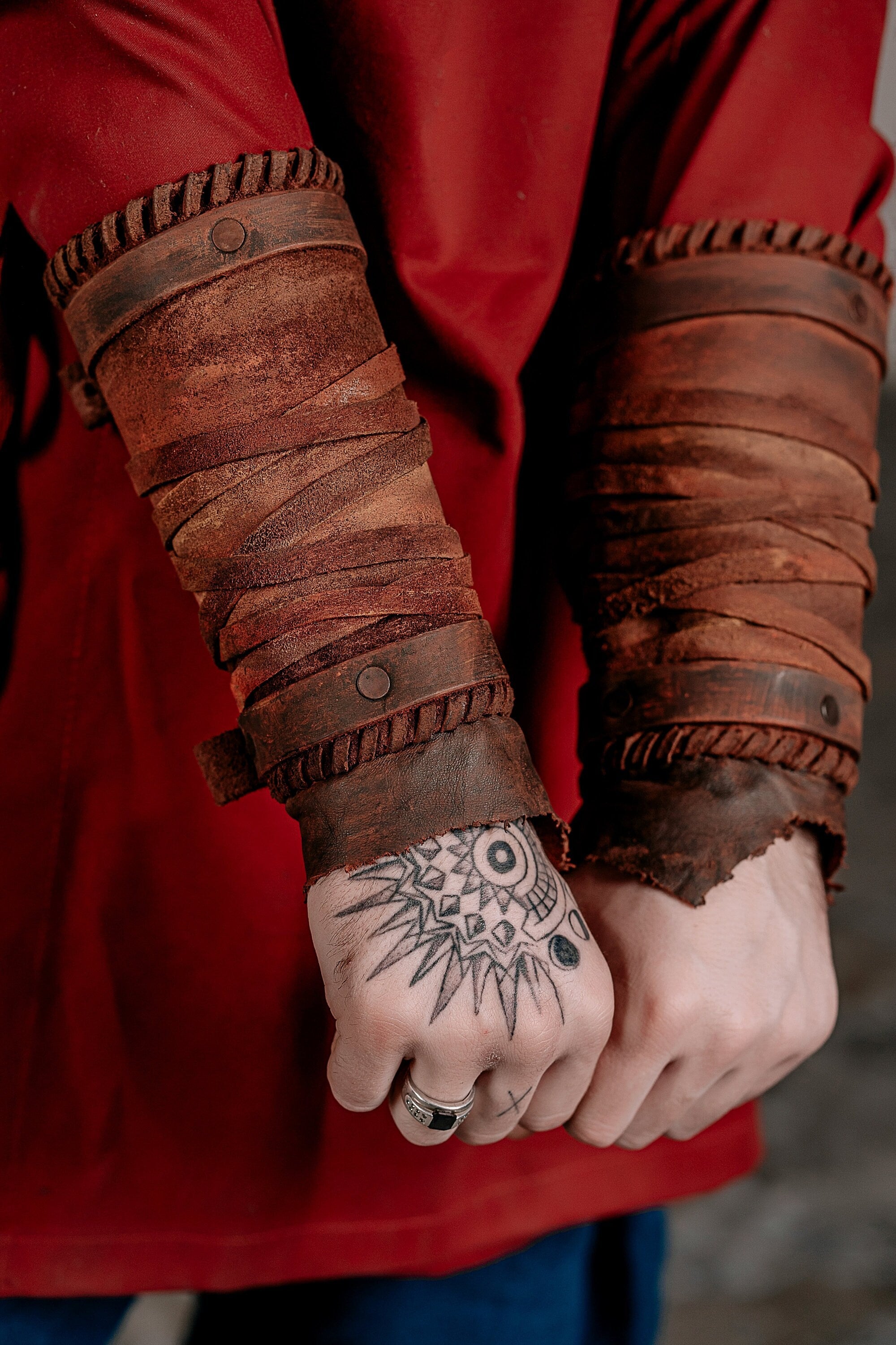 Medieval leather bracers for Larp