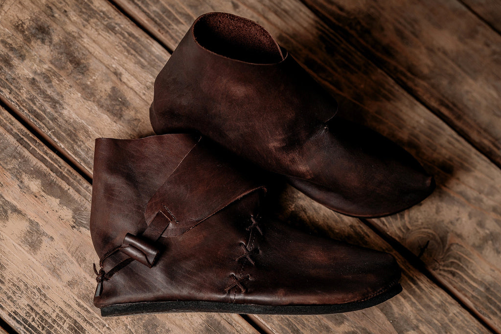 Medieval leather boots with soft sole