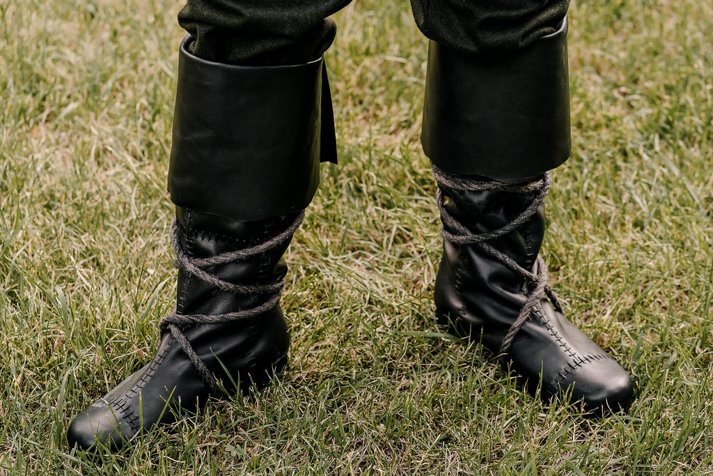 Medieval high boots with ties