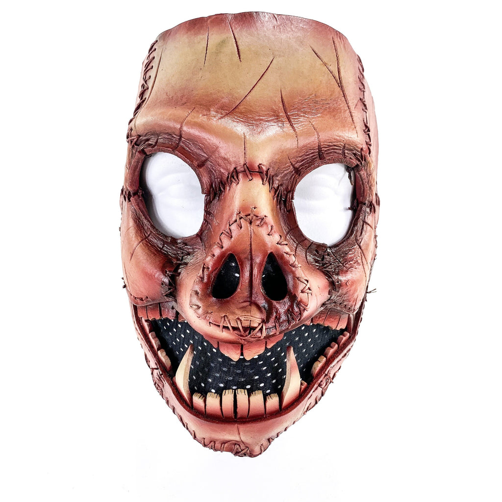 Evil Swine - Genuine Leather Mask - Freshly Butchered Horror Pig  - Handmade Full Face Cover for Halloween or Performance Costume