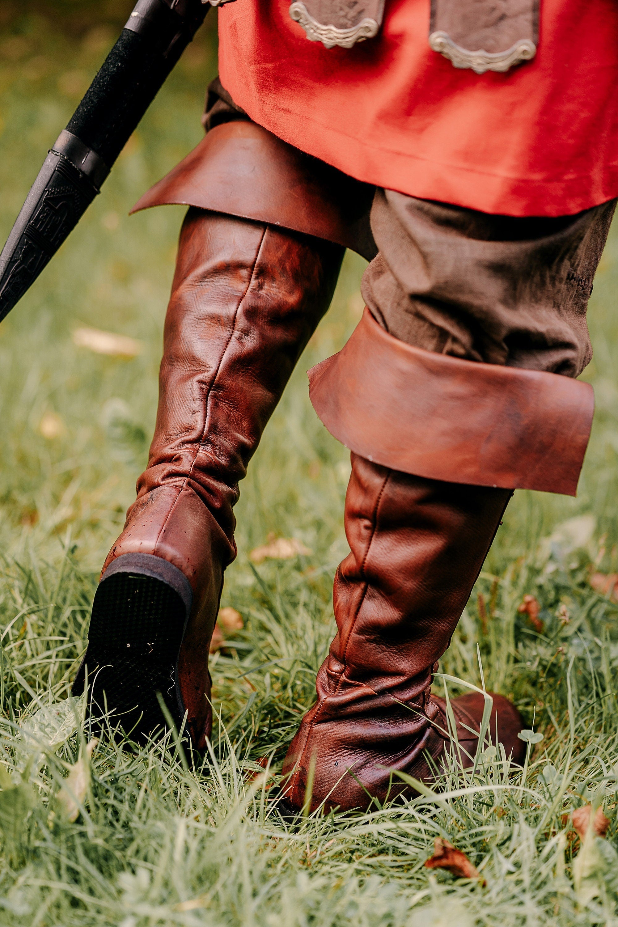 Medieval leather high boots