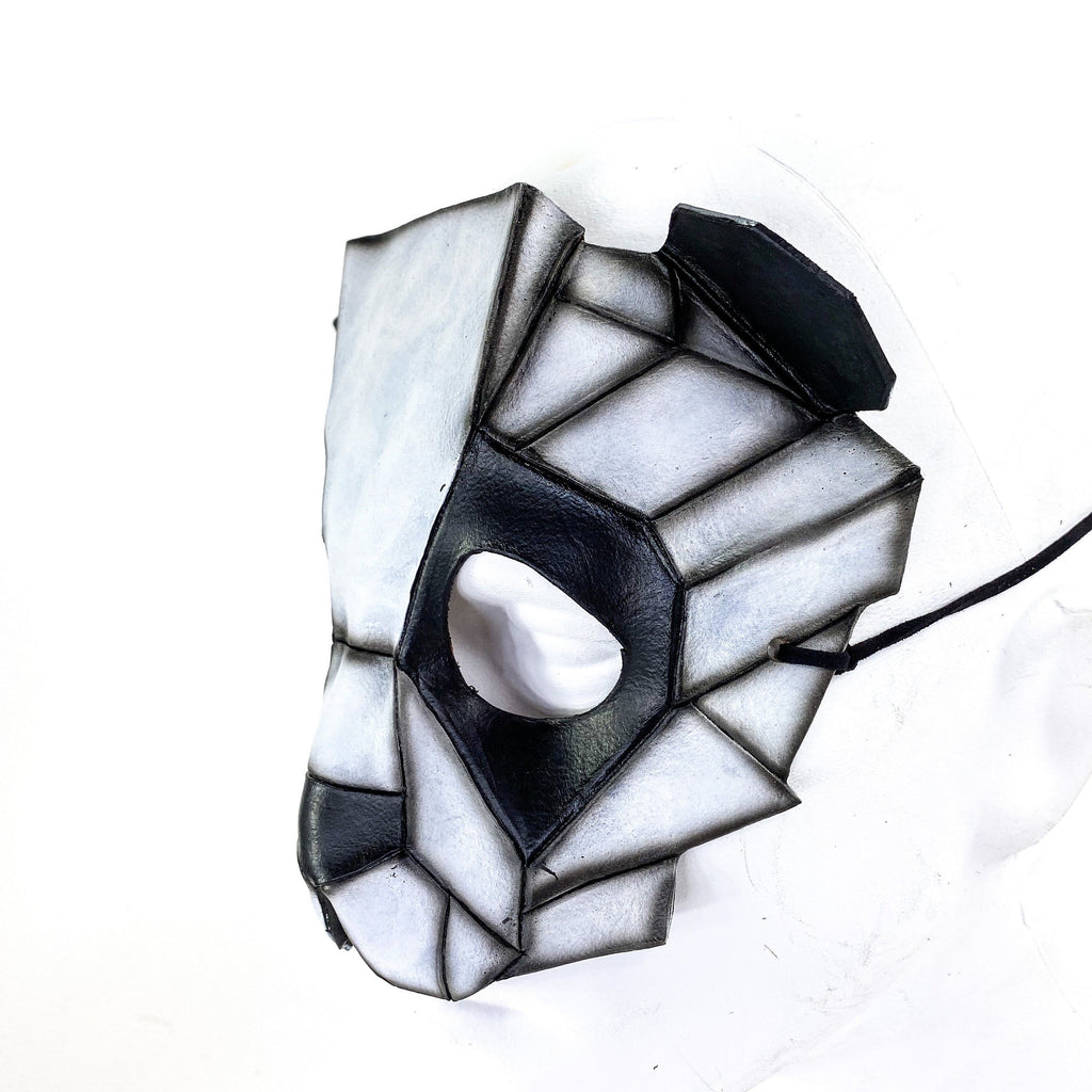 Geometric Panda Bear Leather Mask