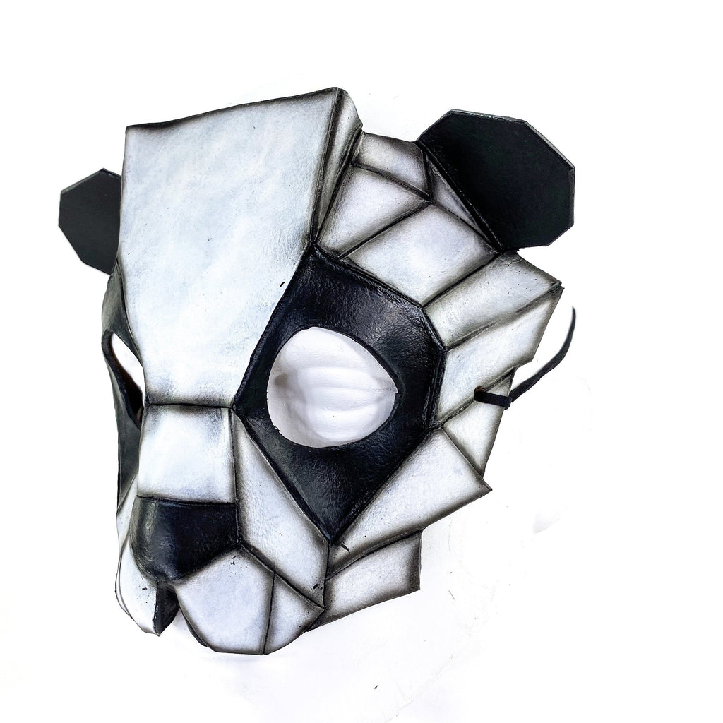 Geometric Panda Bear Leather Mask