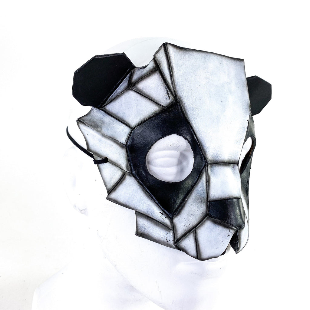 Geometric Panda Bear Leather Mask